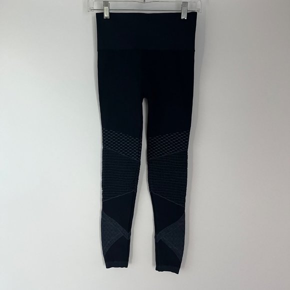 Spanx Dark Blue Moto Stripe Pull On Stretch Shapewear Leggings Small S Women's - Picture 2 of 8